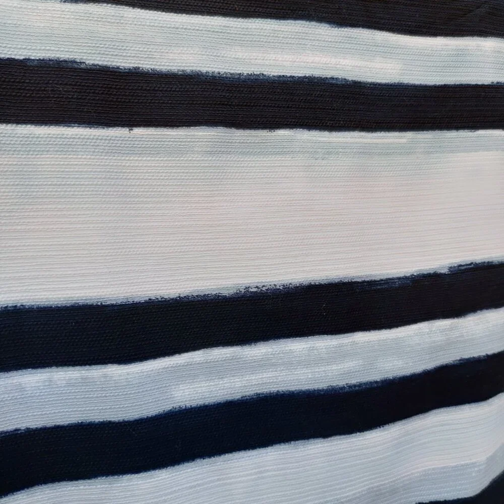 Ann Taylor Straight Skirt Abstract Watercolor Stripe White Blue Cotton 430722